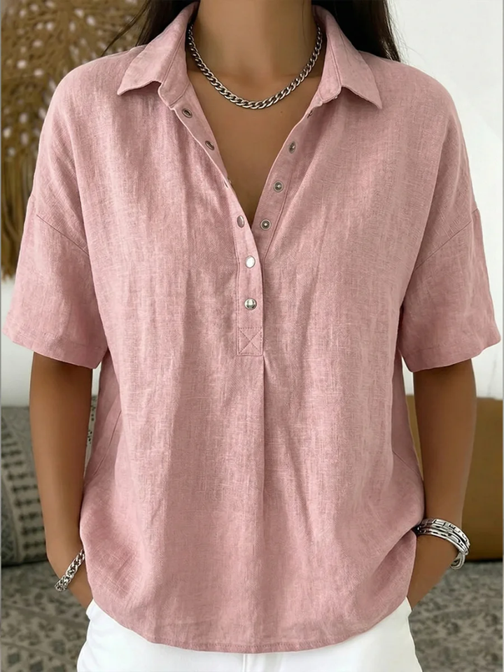 Dames Casual Overhemd met Kraag - Klassieke Snit - Roze