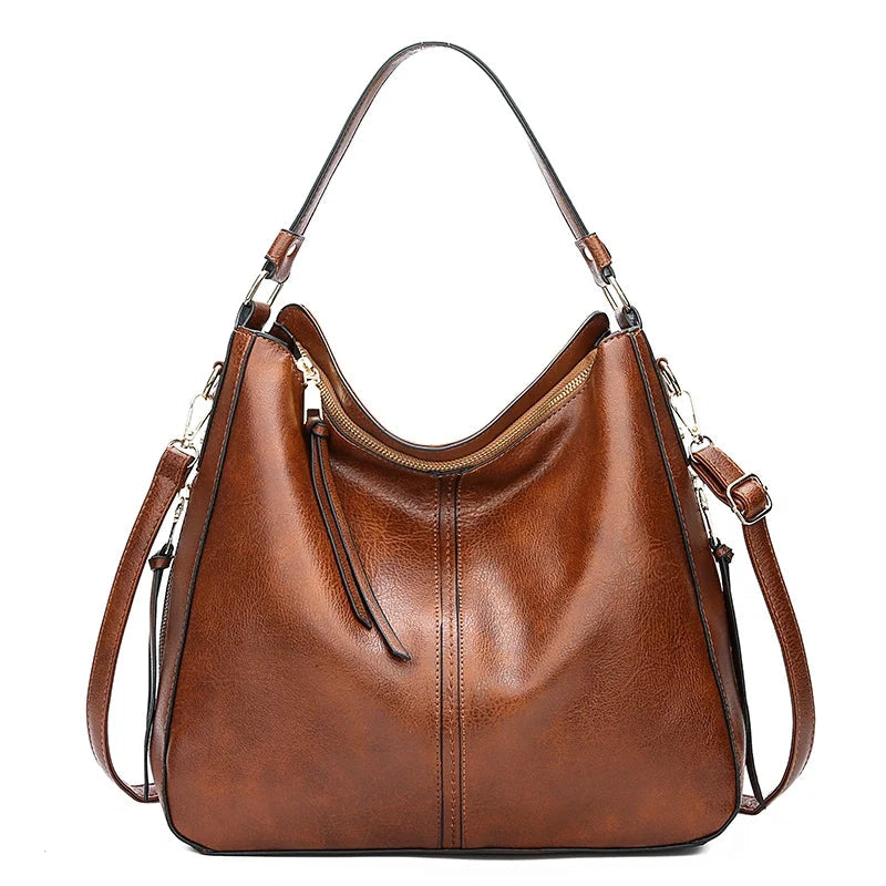 Dames Casual Retro Schoudertas in bruin, Zachte Structuur
