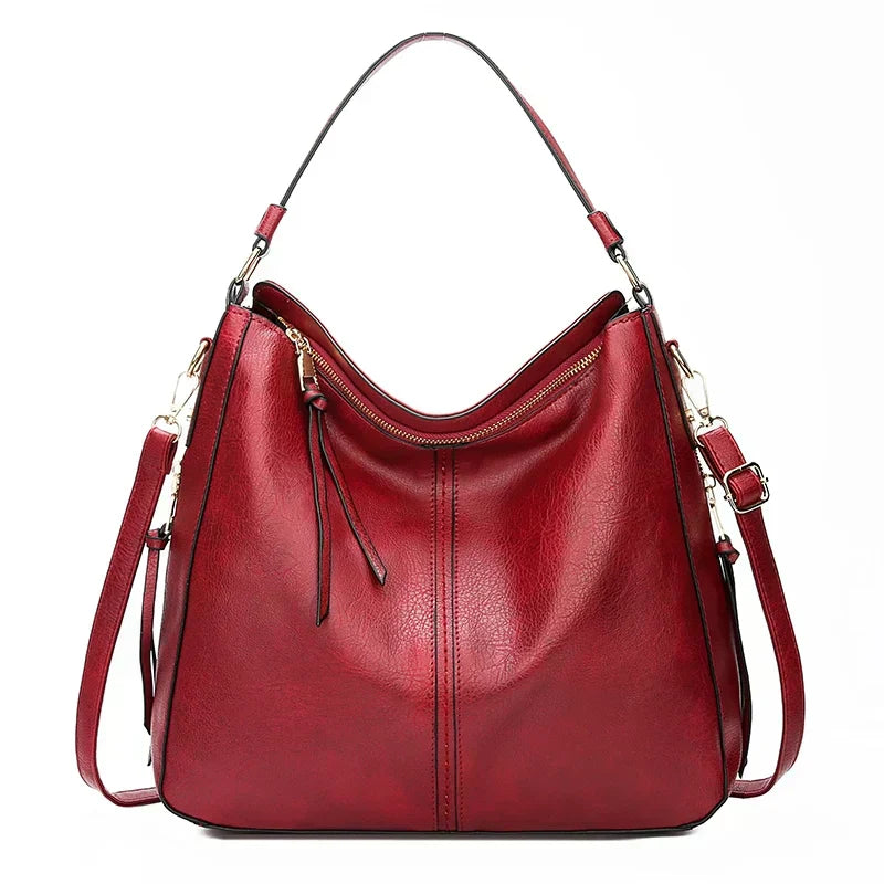 Dames Casual Retro Schoudertas in rood, Zachte Structuur