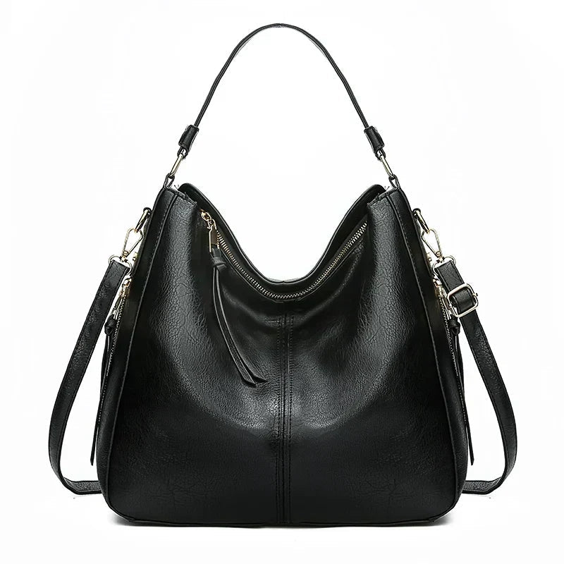 Dames Casual Retro Schoudertas in zwart, Zachte Structuur