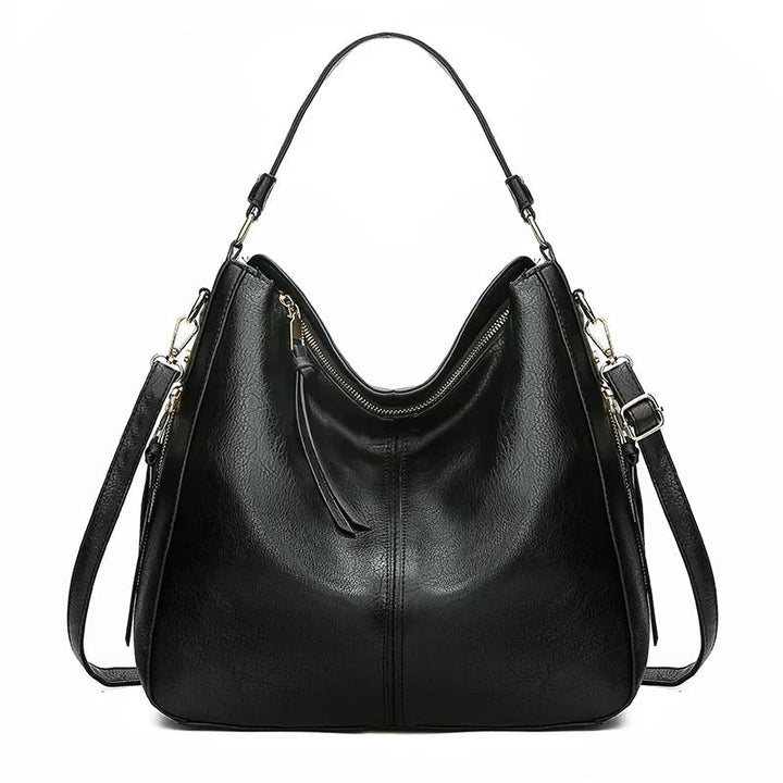 Dames Casual Retro Schoudertas in zwart, Zachte Structuur