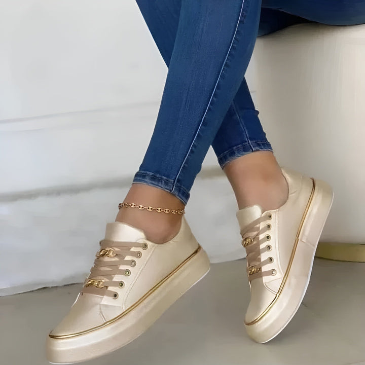 Dames Comfort Slip-On Sneakers in goud, Klassieke Elegantie