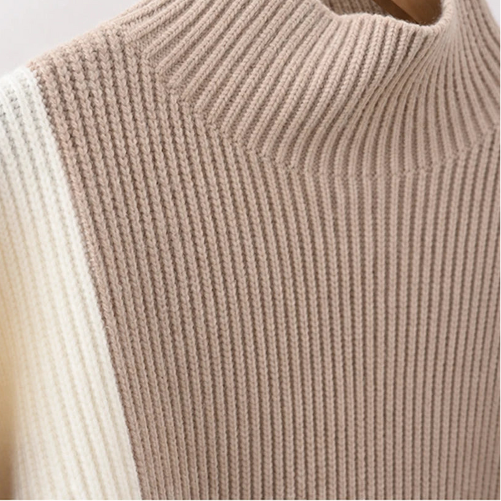 Dames Contrastpaneel Trui en Rok Set - Minimalistisch