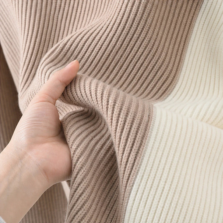 Dames Contrastpaneel Trui en Rok Set - Minimalistisch