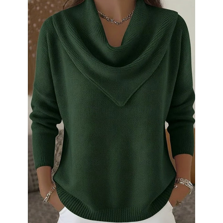 Dames Cowl-Neck Trui in groen, Elegante Gebreide Stijl