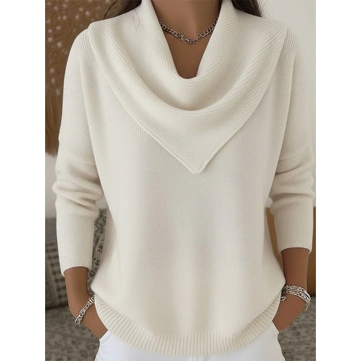 Dames Cowl-Neck Trui in wit, Elegante Gebreide Stijl