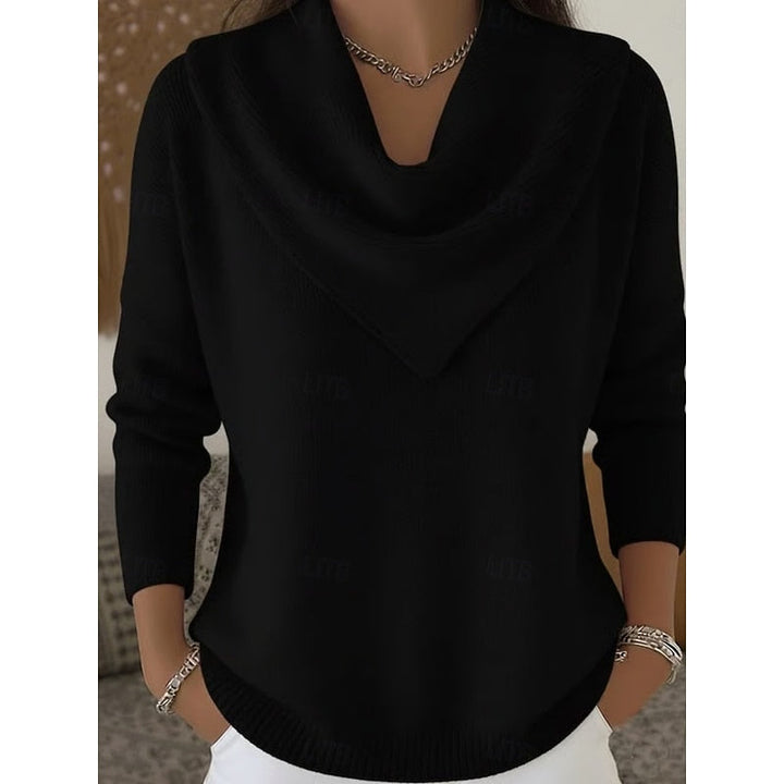 Dames Cowl-Neck Trui in zwart, Elegante Gebreide Stijl