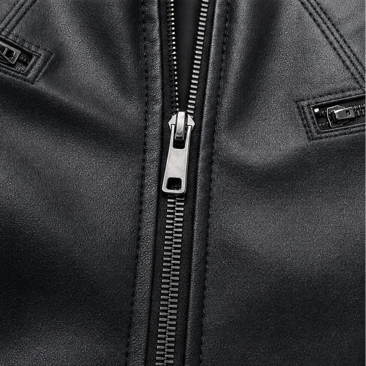 Dames Cropped Biker Jas - Zwart Kunstleer