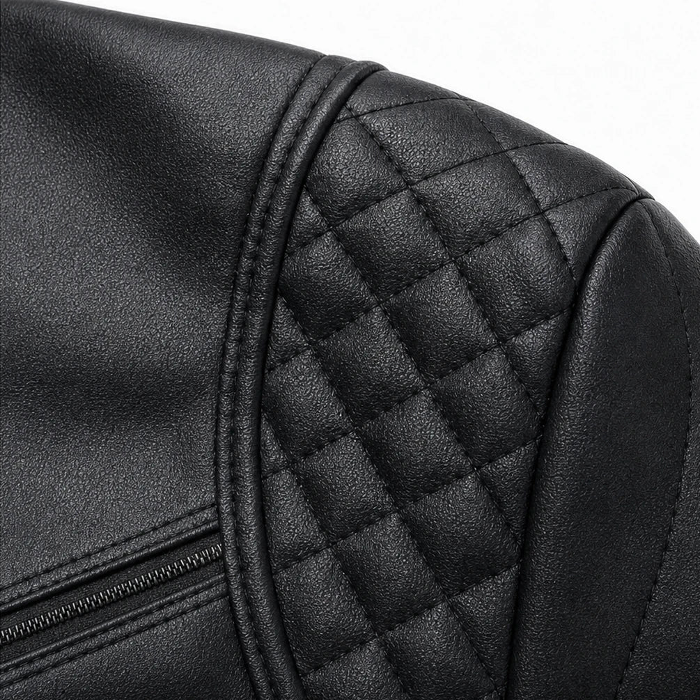 Dames Cropped Biker Jas - Zwart Kunstleer