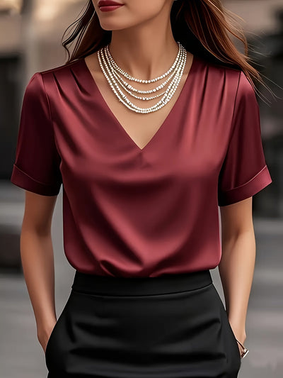 Dames Draped V-Hals Blouse - Elegante Draping