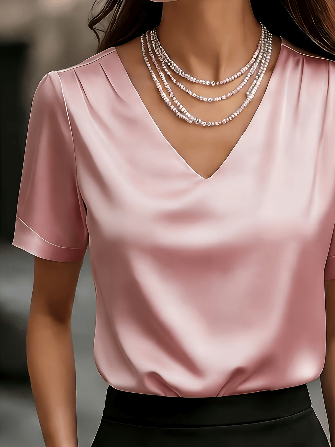 Dames Draped V-Hals Blouse - Elegante Draping