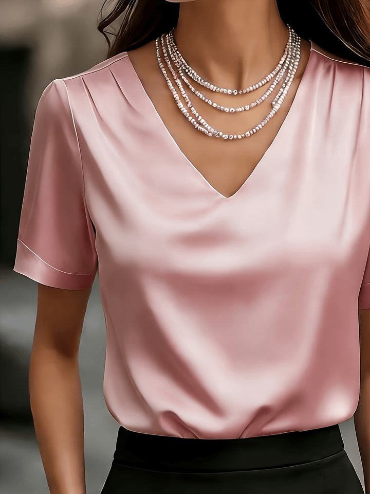 Dames Draped V-Hals Blouse - Elegante Draping