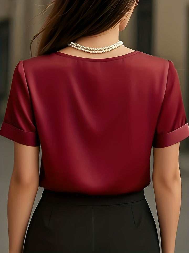 Dames Draped V-Hals Blouse - Elegante Draping