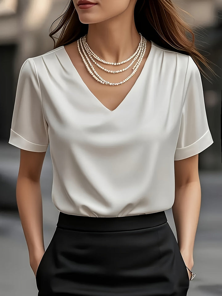 Dames Draped V-Hals Blouse - Elegante Draping