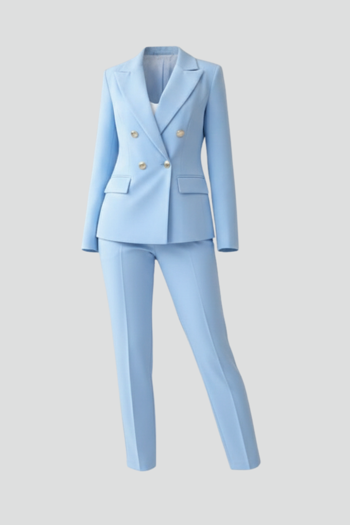Dames Dubbelrij Blazer Pak - Elegant Tweedelig Set