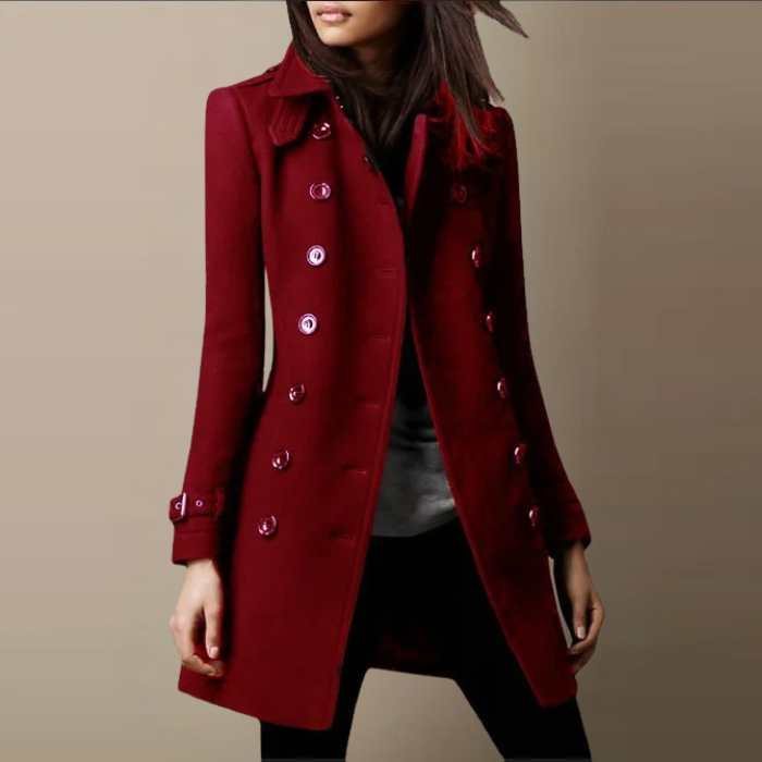 Dames dubbelrij jas - klassieke snit - Rood