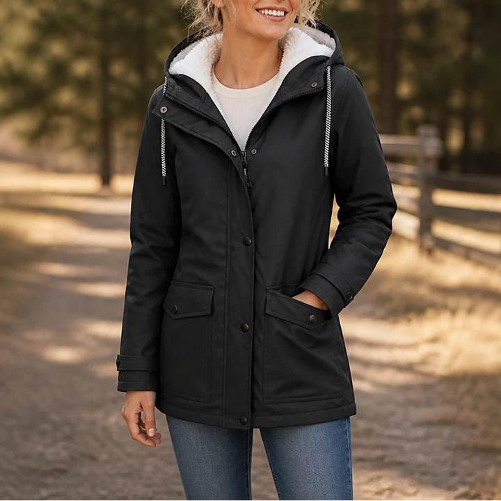 Dames fleece gevoerde winterjas met capuchon - Windbestendig