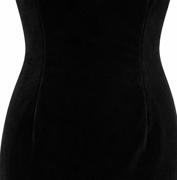 Dames Fluweel Midi Jurk met Strik - Elegante Off-Shoulder