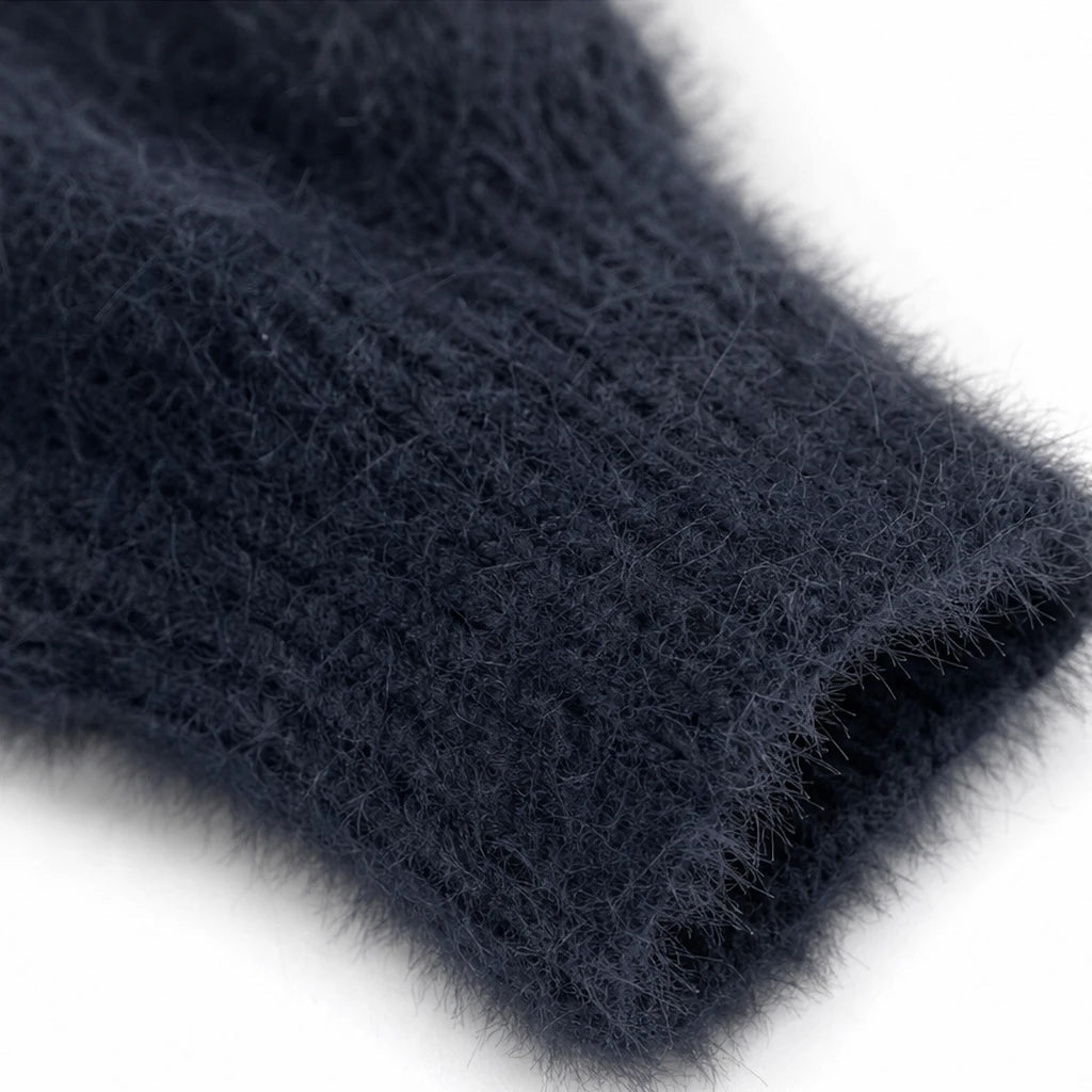 Dames Fuzzy Half-Zip Sweater - Contrast Afwerking