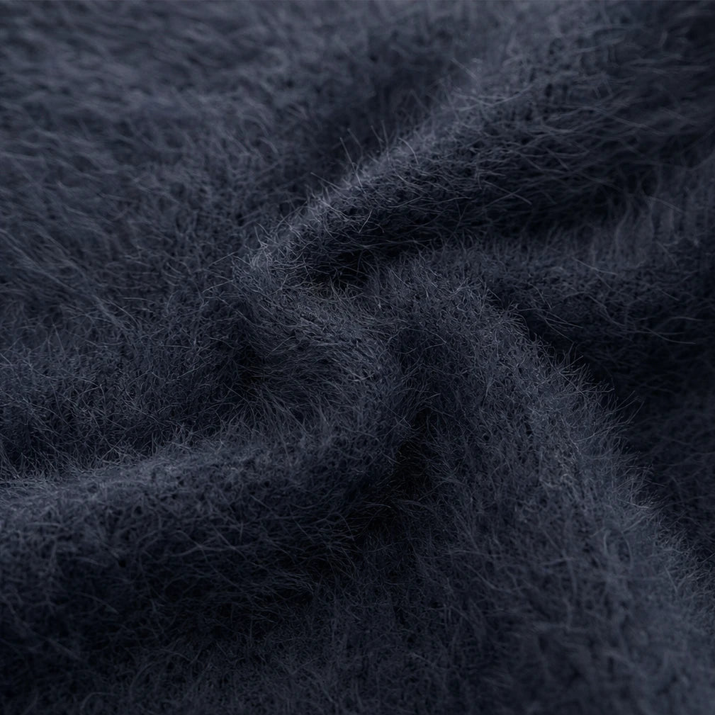 Dames Fuzzy Half-Zip Sweater - Contrast Afwerking