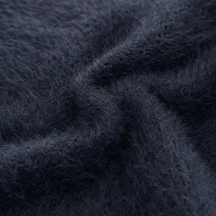 Dames Fuzzy Half-Zip Sweater - Contrast Afwerking