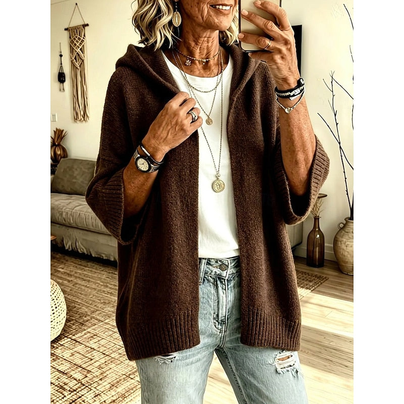Dames Gebreide Cardigan met Kap - Comfortabele Oversized Fit