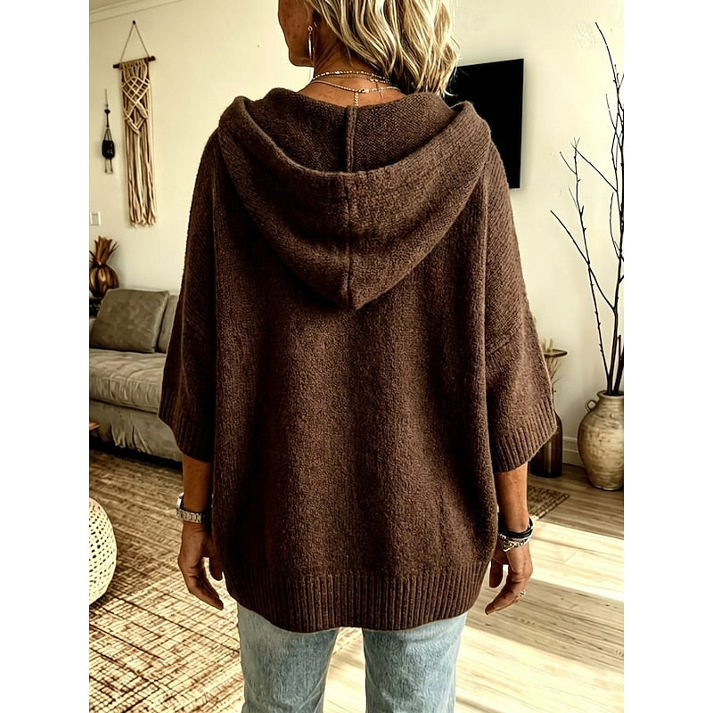 Dames Gebreide Cardigan met Kap - Comfortabele Oversized Fit