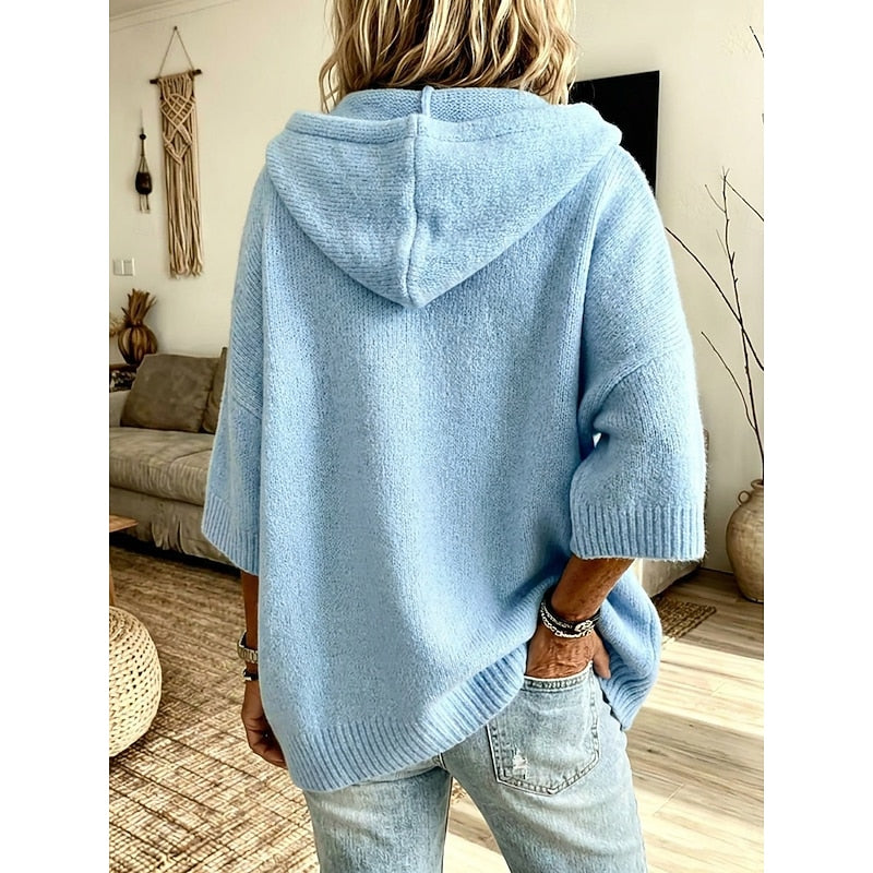 Dames Gebreide Cardigan met Kap - Comfortabele Oversized Fit