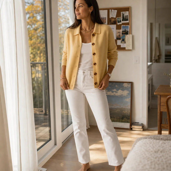 Dames Gebreide Cardigan met Omgeslagen Kraag - Casual Chic