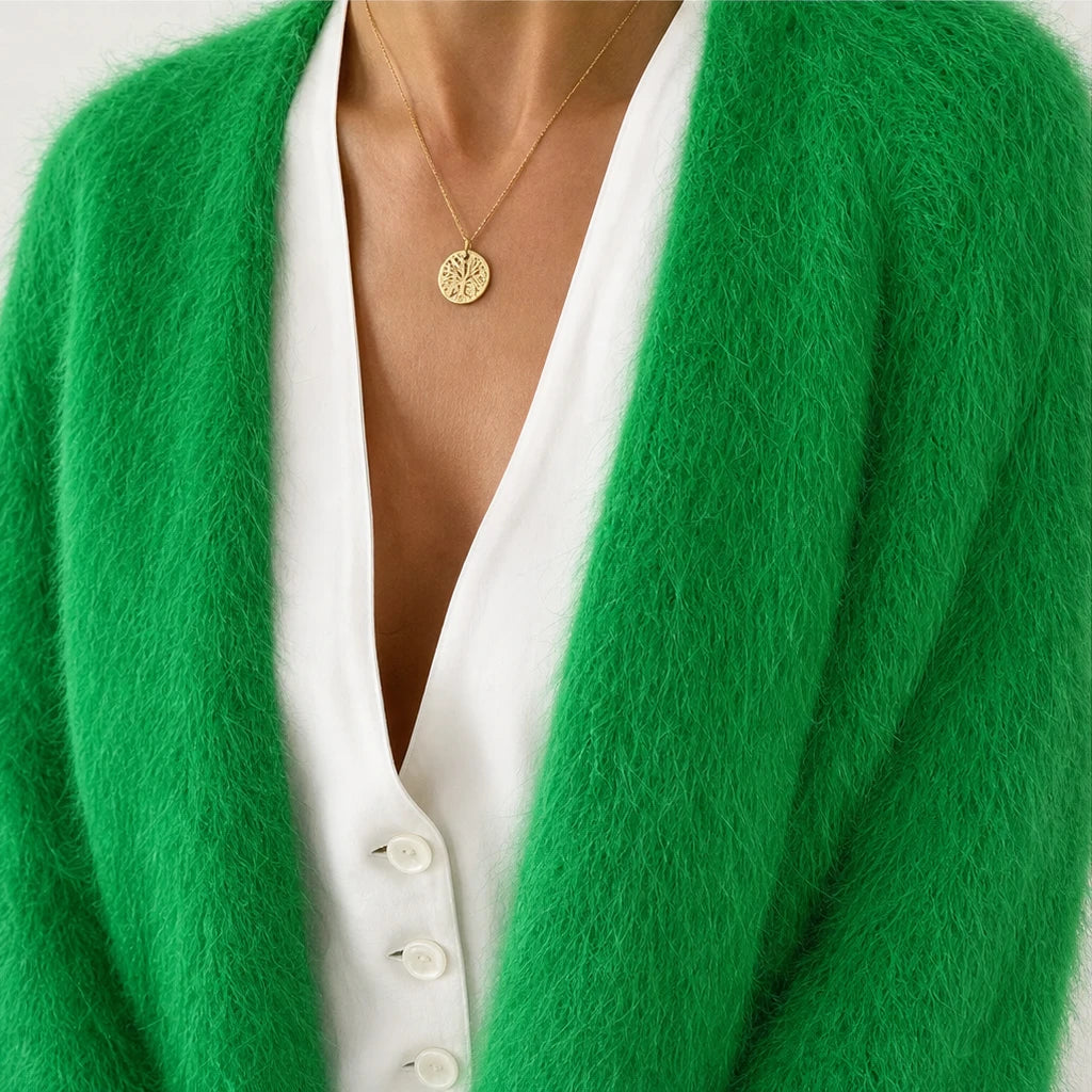 Dames Gebreide Cardigan Open - Zachte Mohair Look