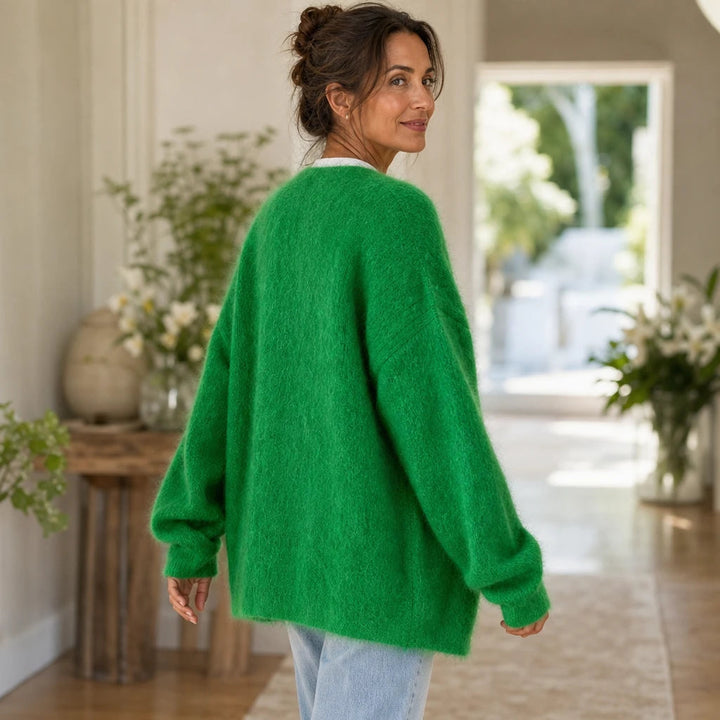 Dames Gebreide Cardigan Open - Zachte Mohair Look