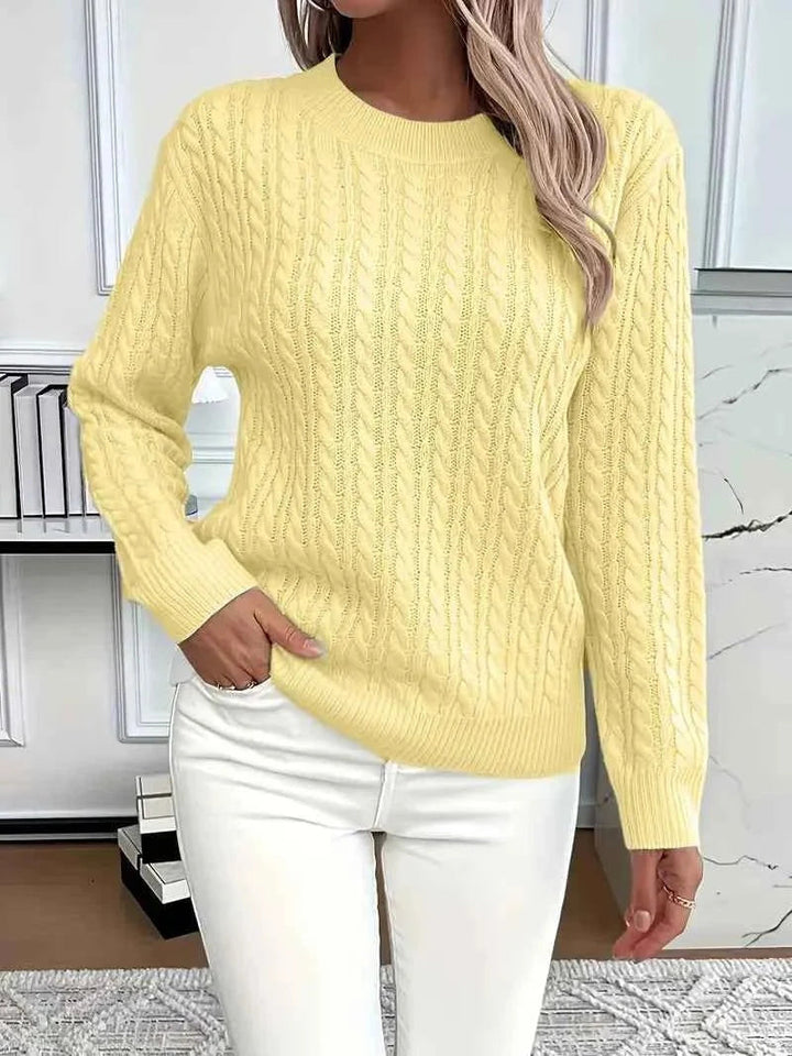 Dames Gebreide Trui met Ronde Hals - Relaxed Fit - Geel