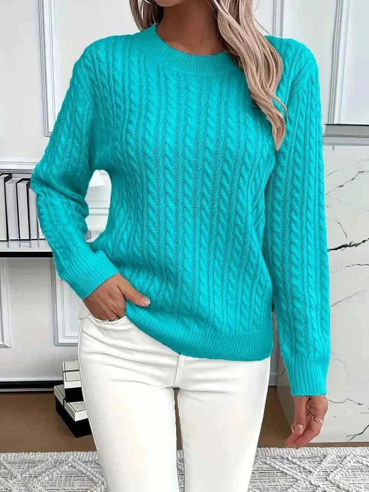 Dames Gebreide Trui met Ronde Hals - Relaxed Fit - Petrol