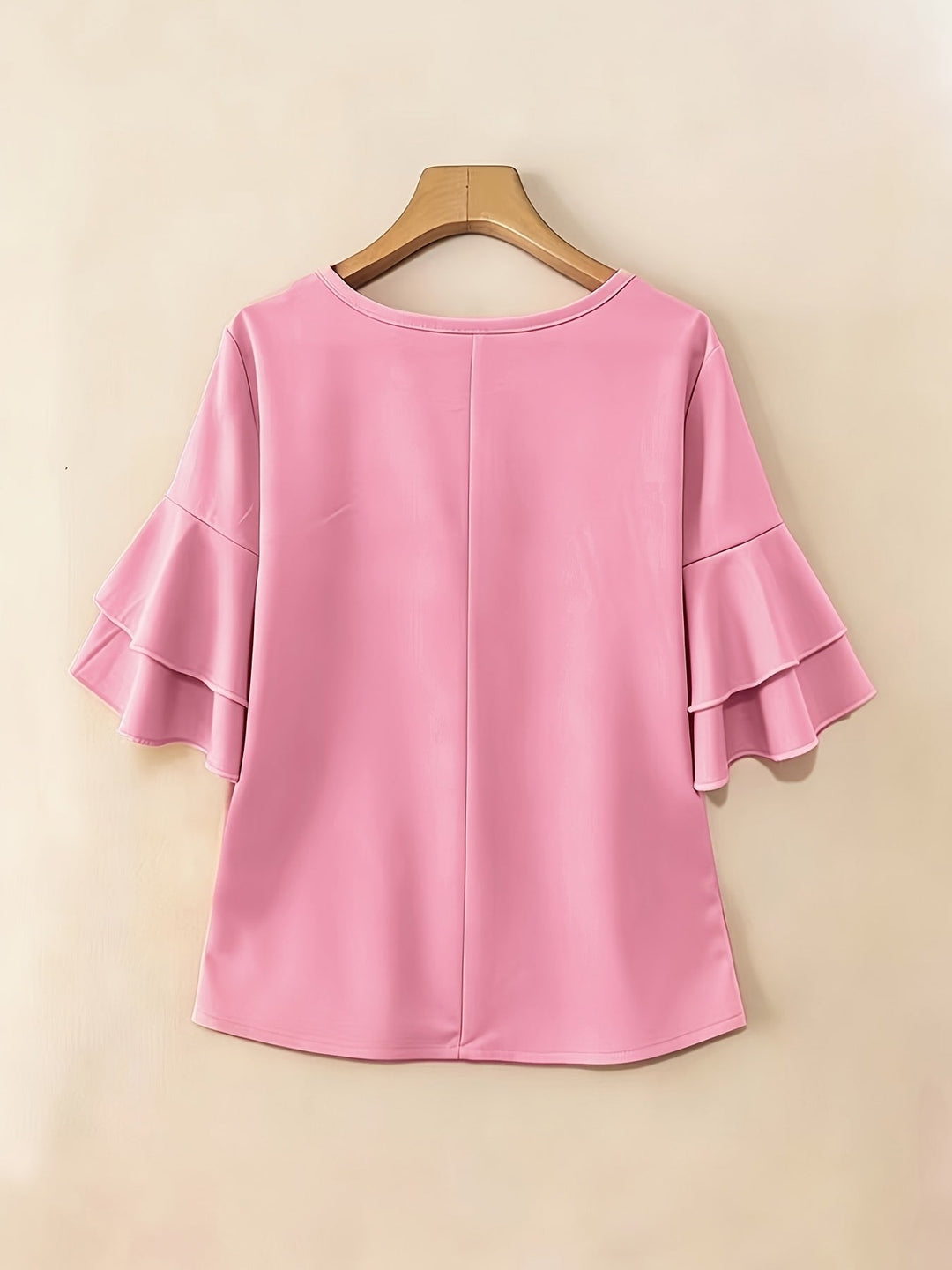 Dames Geplooide Blouse met Uitlopende Mouwen - Elegant