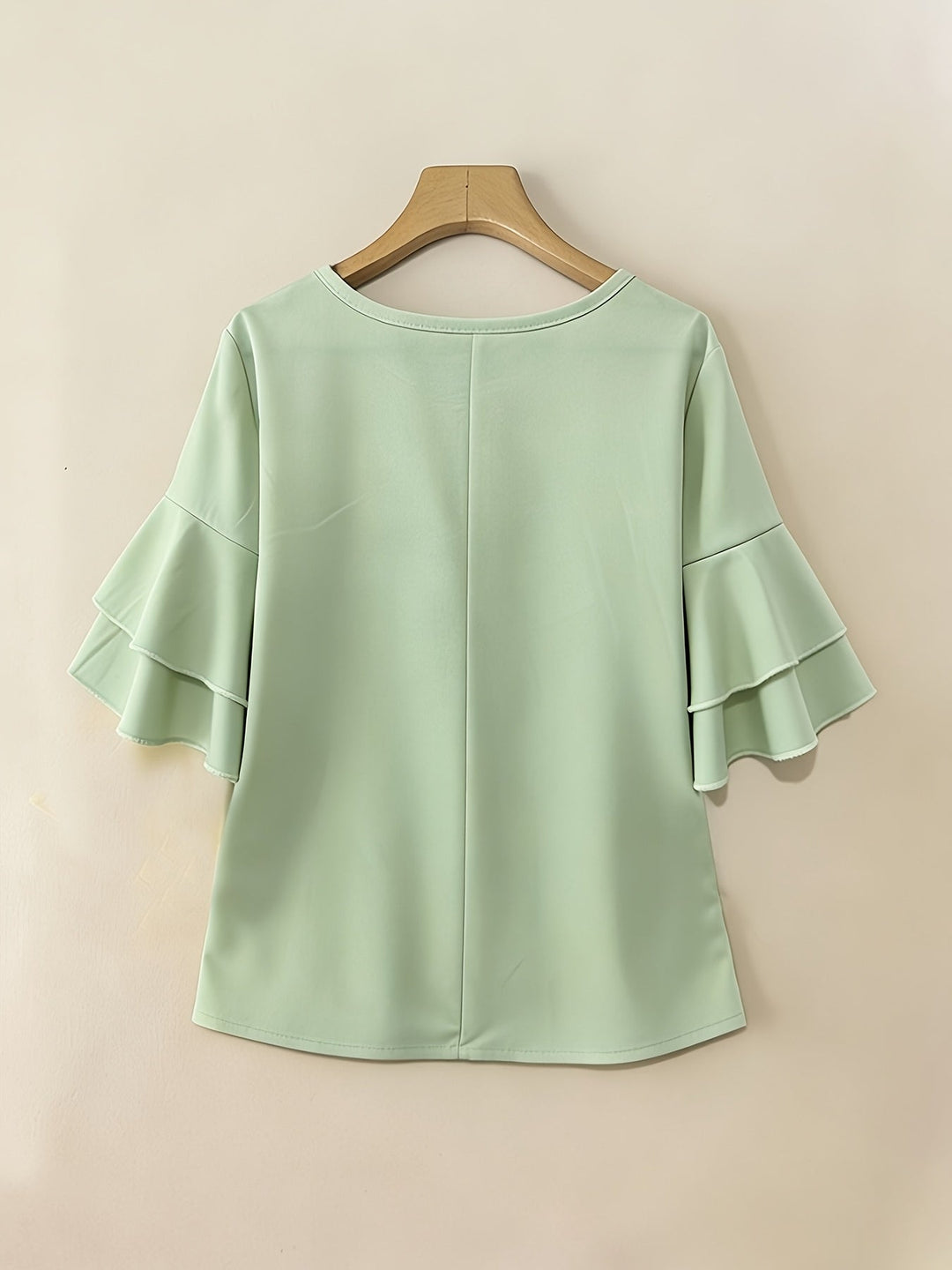 Dames Geplooide Blouse met Uitlopende Mouwen - Elegant