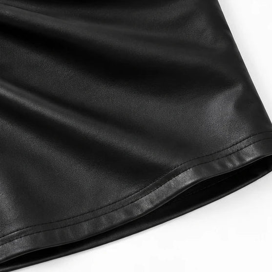 Dames Geplooide Mini-Jurk met Diepe V-Hals - Zwart