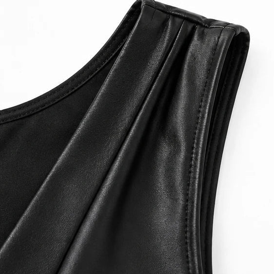 Dames Geplooide Mini-Jurk met Diepe V-Hals - Zwart