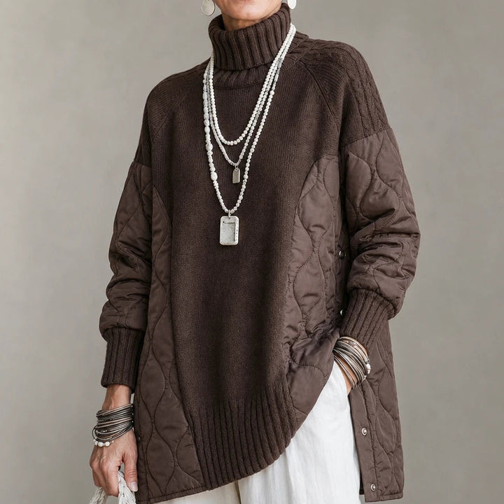 Dames Gequilteerde Coltrui - Casual Longline Pullover