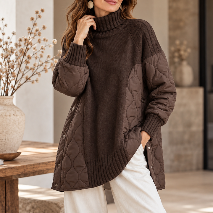 Dames Gequilteerde Coltrui - Casual Longline Pullover