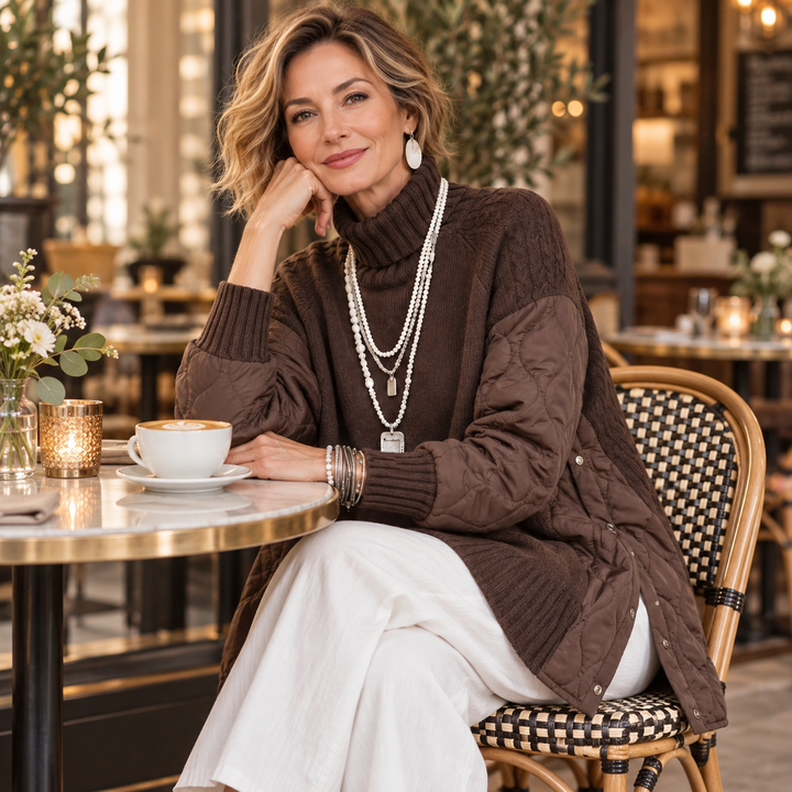 Dames Gequilteerde Coltrui - Casual Longline Pullover