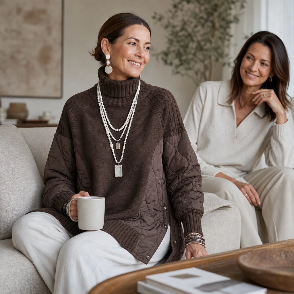 Dames Gequilteerde Coltrui - Casual Longline Pullover