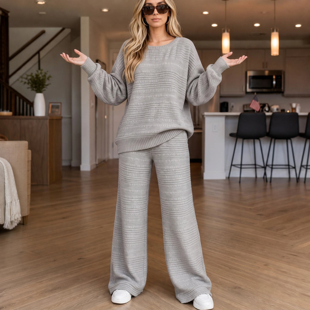 Dames Geribd Gebreide Set - Comfortabel Loungewear