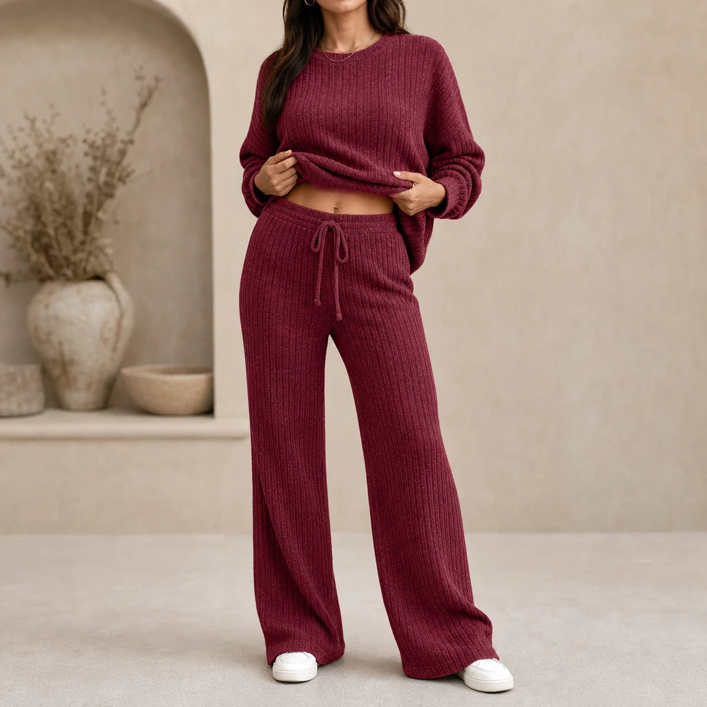 Dames Geribd Loungewear Set - Comfortabel Thuiskleding