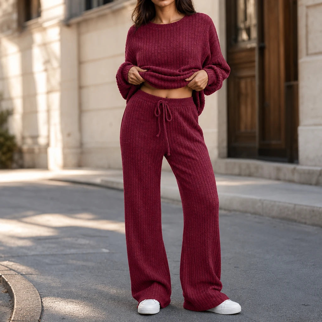 Dames Geribd Loungewear Set - Comfortabel Thuiskleding