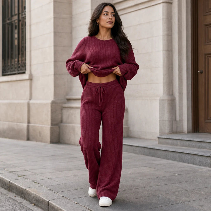 Dames Geribd Loungewear Set - Comfortabel Thuiskleding