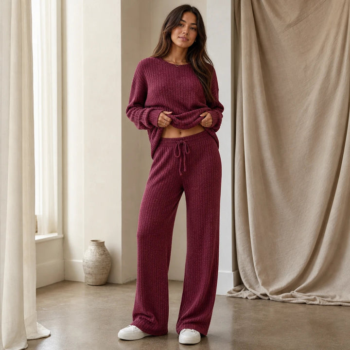 Dames Geribd Loungewear Set - Comfortabel Thuiskleding