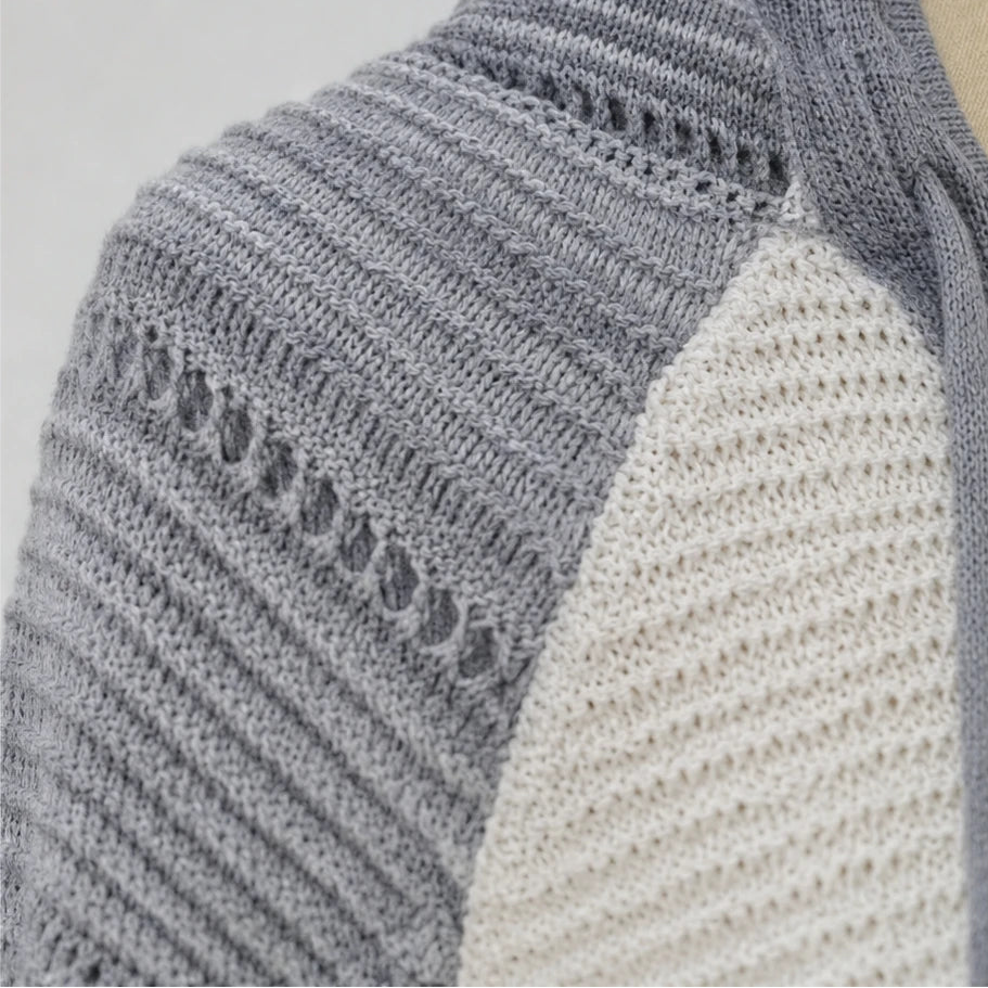 Dames Gestreepte Hollow-Knit Hoodie - Relaxed Fit