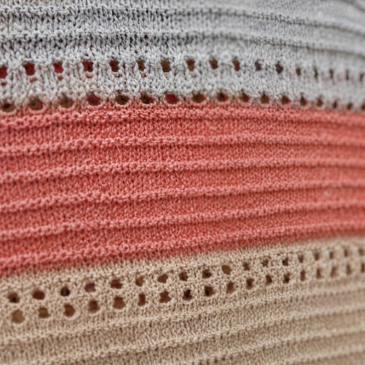 Dames Gestreepte Hollow-Knit Hoodie - Relaxed Fit
