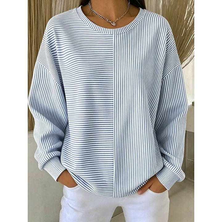 Dames Gestreepte Sweatshirt in blauw, Ontspannen Comfort
