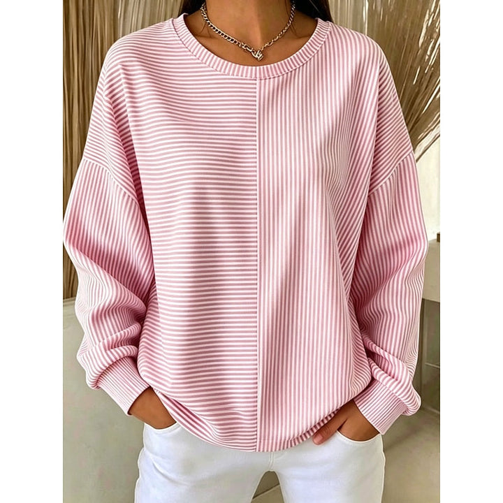 Dames Gestreepte Sweatshirt in roze, Ontspannen Comfort